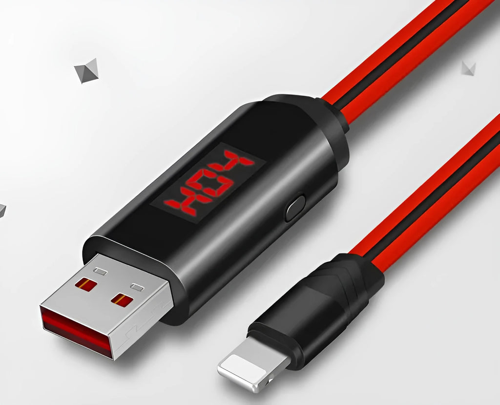 Intelligent timing fast charging data cable 1m length red white Micro USB 8Pin Type-C