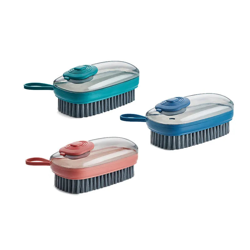 Automatic liquid cleaning brush with ergonomic ABS handle in blue, green and red colour options