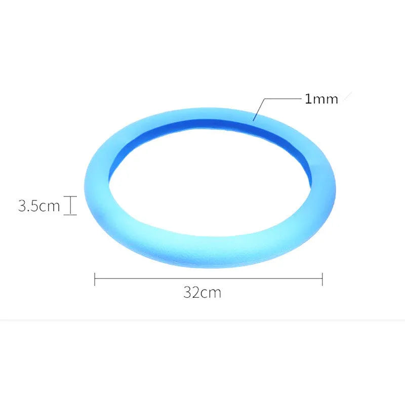 Anti-slip silicone steering wheel cover for 32-40cm small car wheels, imitation leather texture, black