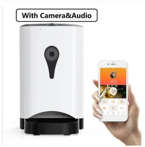 White intelligent automatic pet feeder with 4.5L capacity and wide-angle camera for cats and small dogs