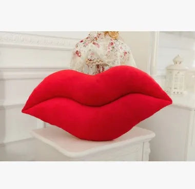Plush big lips pillow in Pink or Red, short plush with PP cotton filling, 50cm or 65cm