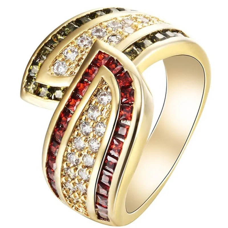 Gold-colour alloy women's ring with a peridot gemstone, shown in size 8.