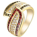 Gold-colour alloy women's ring with a peridot gemstone, shown in size 8.