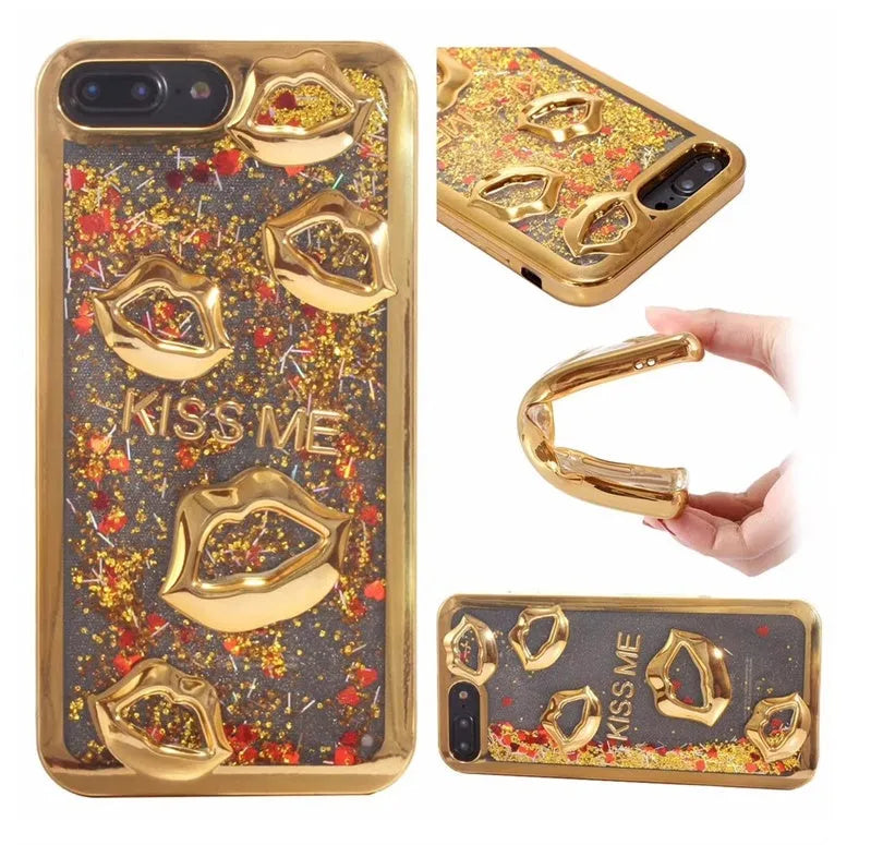 Three-dimensional lips TPU back cover phone case for Huawei P20 P30 in golden colour