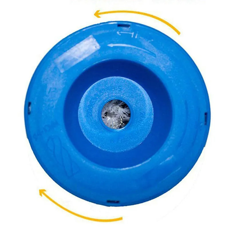 Blue plastic electric drill duster bowl with sponge gasket for capturing dust during drilling
