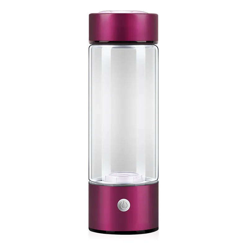 Rechargeable hydrogen water bottle generator in black with borosilicate glass and 401-500ml capacity
