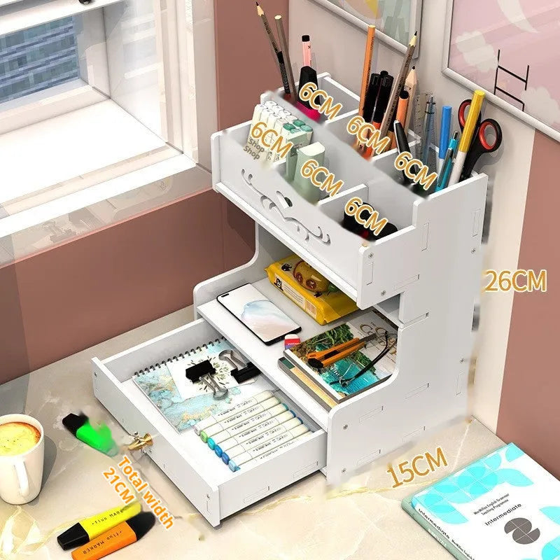 Square plastic pen storage box with oblique insertion compartments for organising writing instruments