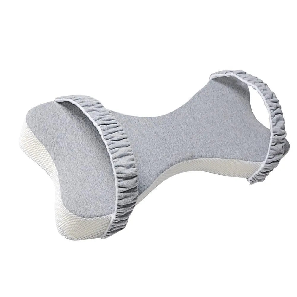 Memory cotton side sleeping knee pillow 70x37x9cm in light blue and light grey with pure cotton cover