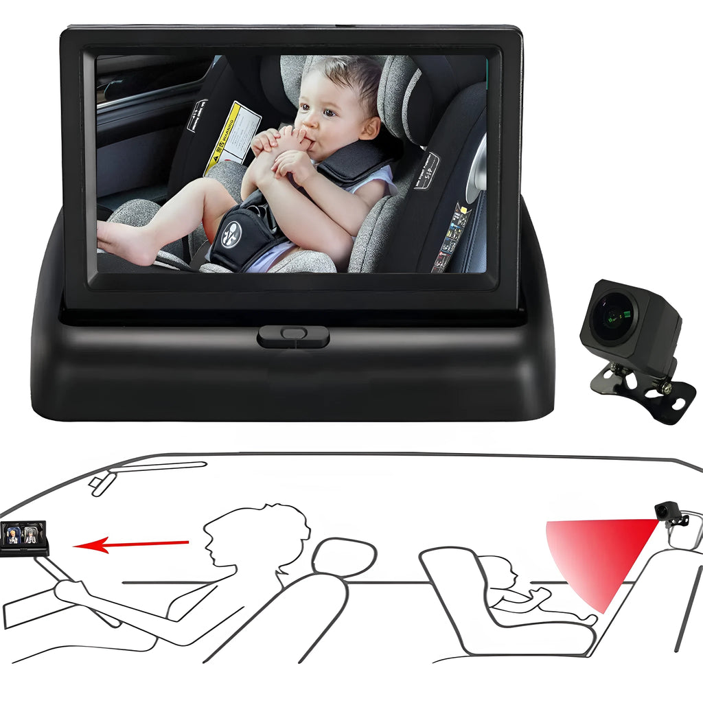 Black plastic CLT-509-1 car reversing display with 4.3 inch TFT screen for small cars