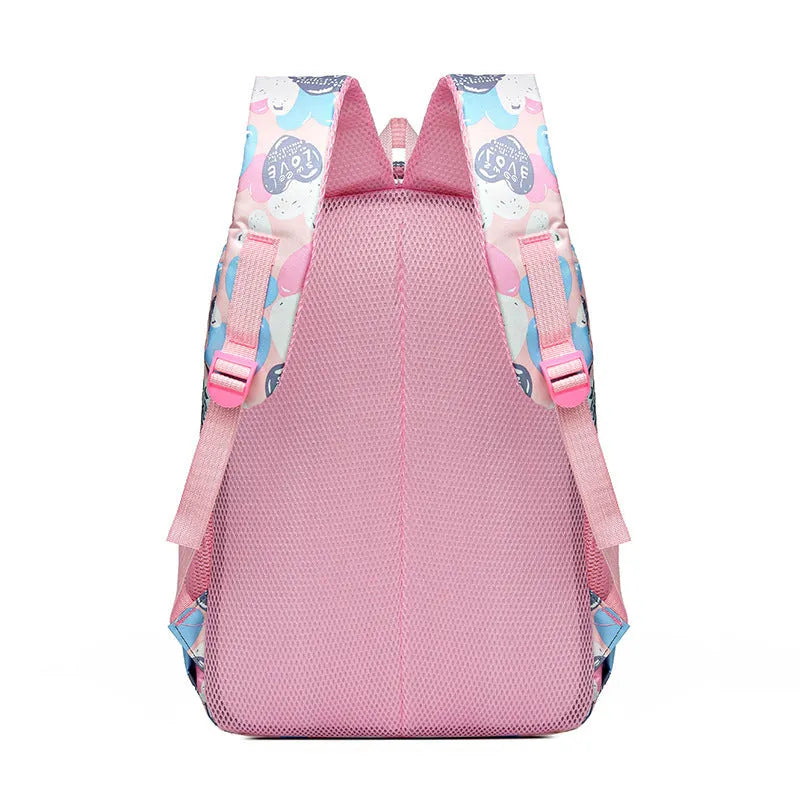 Blue children's school backpack with air pillow straps and large main compartment.