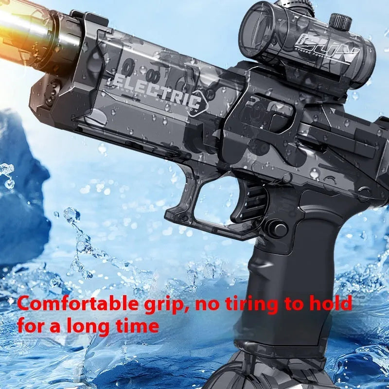 Electric water pistol in light version black or blue with automatic spray and USB charging cable
