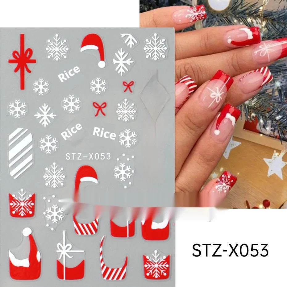 Cartoon-themed nail art sticker sheet with black and silver strip patterns and love motifs