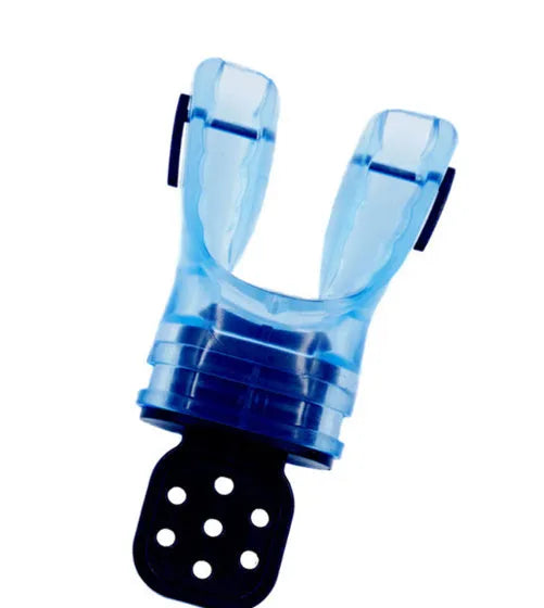 Edible silicone diving mouthpiece, 110mm long, shown in various colours including transparent and solid options.