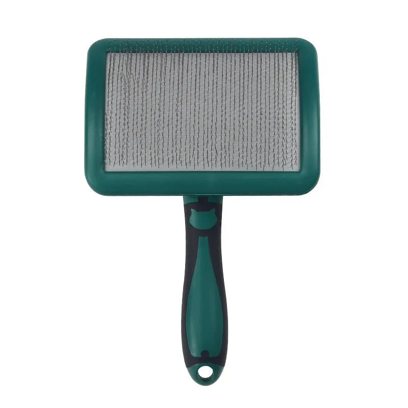 Plastic curved needle dog grooming comb in purple yellow or green, small medium large sizes