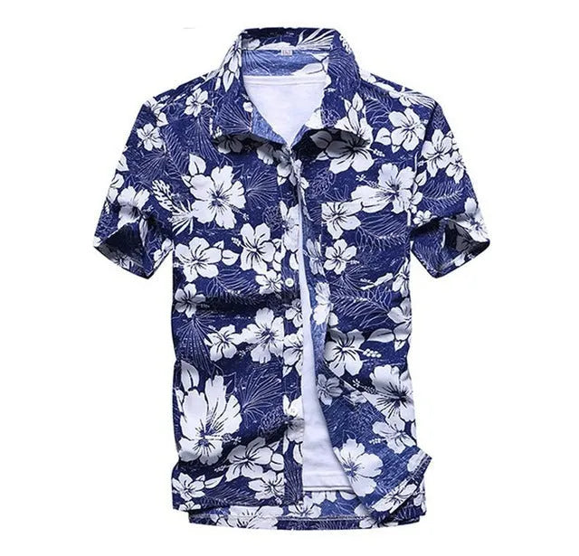 Linen aloha shirt for men short sleeves stand-up collar casual style multiple colours available