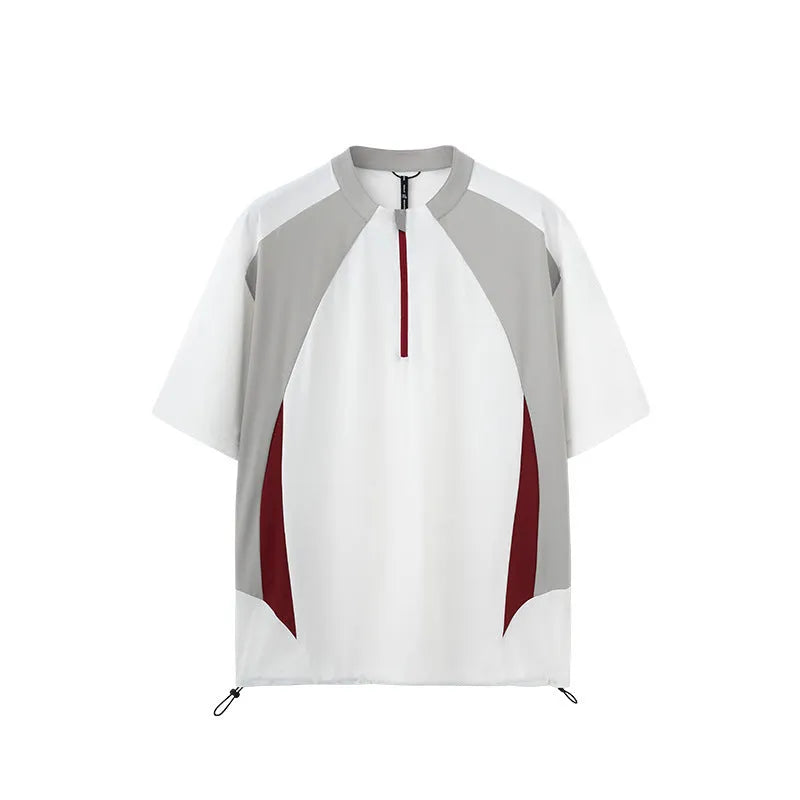 Men's lightweight polyester casual top with stitching detail in solid colour