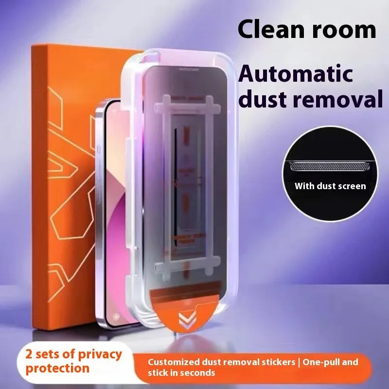 Tempered glass phone film for iPhone with dust-free bin, Ultra Clear and Peep-proof options