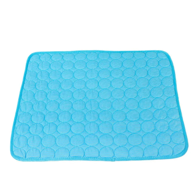 Ice silk pet cooling mat in blue, size M, 60x50cm, for dogs and cats