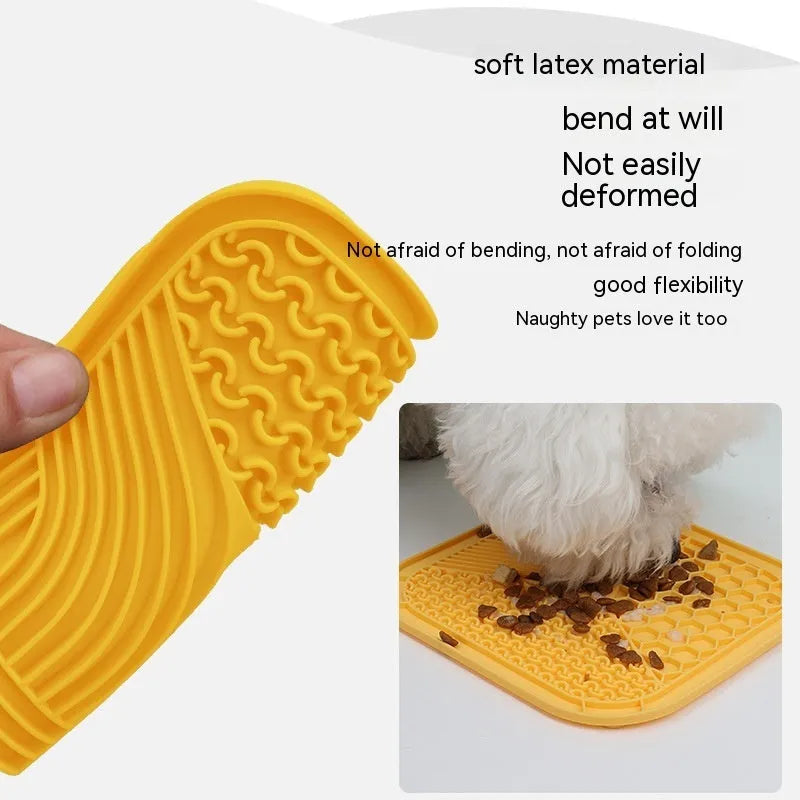 Silicone dog licking pad anti-choke slow feeder in large 20.8cm or small 15cm size, grey blue or yellow