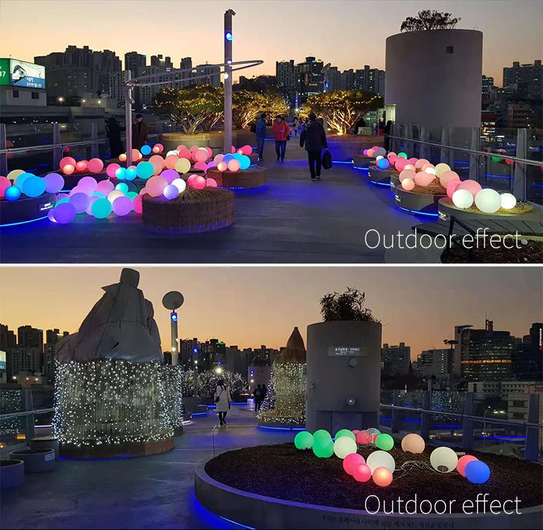 LED luminous ball lamp with remote control, IP67, 16 colours, 12cm to 30cm sizes