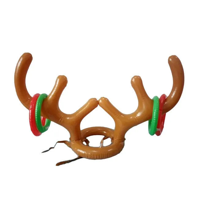 Inflatable reindeer antler hat ring toss game with 80cm antlers and 20cm PVC throwing rings for Christmas party