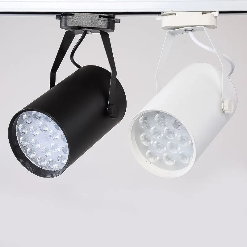 Modern aluminium LED track spotlight in black and white for clothing store background wall display