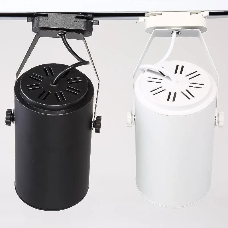 Modern aluminium LED track spotlight in black and white for clothing store background wall display