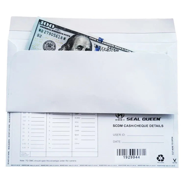 Blue self-adhesive confidential security envelope showing tamper-evident design and 105x240mm dimensions