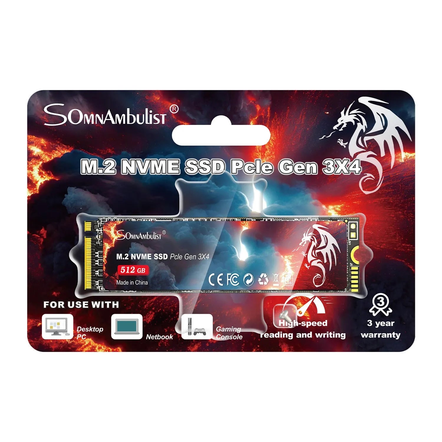 M.2 NVMe solid-state drive for desktop computers with PCIe 3.0 interface.