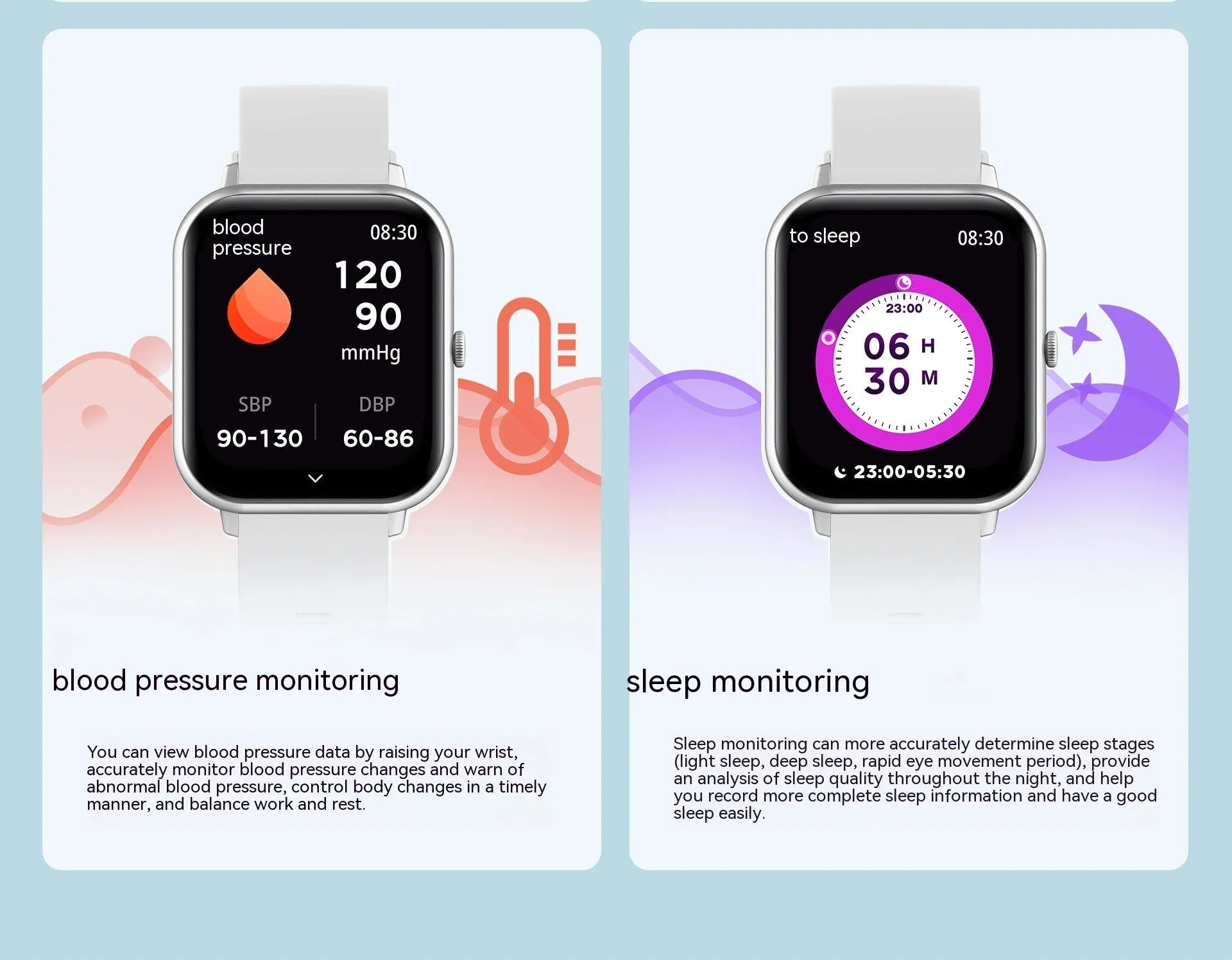 Bluetooth smart watch with AI voice control and heart rate monitoring display on TFT screen