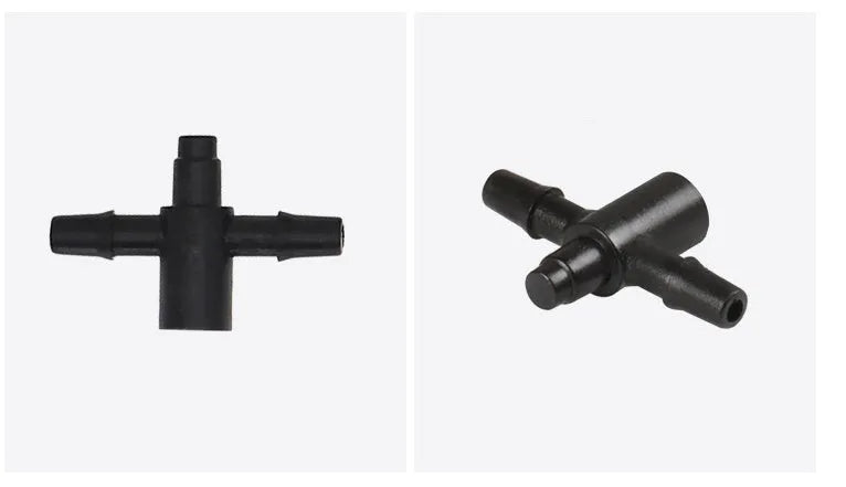 White PE plastic tee water distributor joint for micro spray irrigation systems