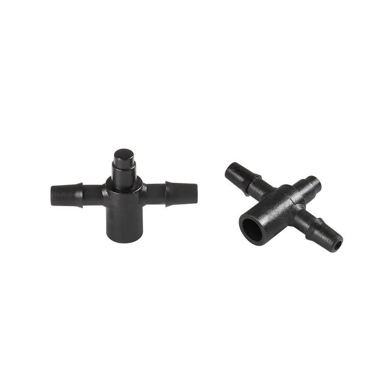 White PE plastic tee water distributor joint for micro spray irrigation systems