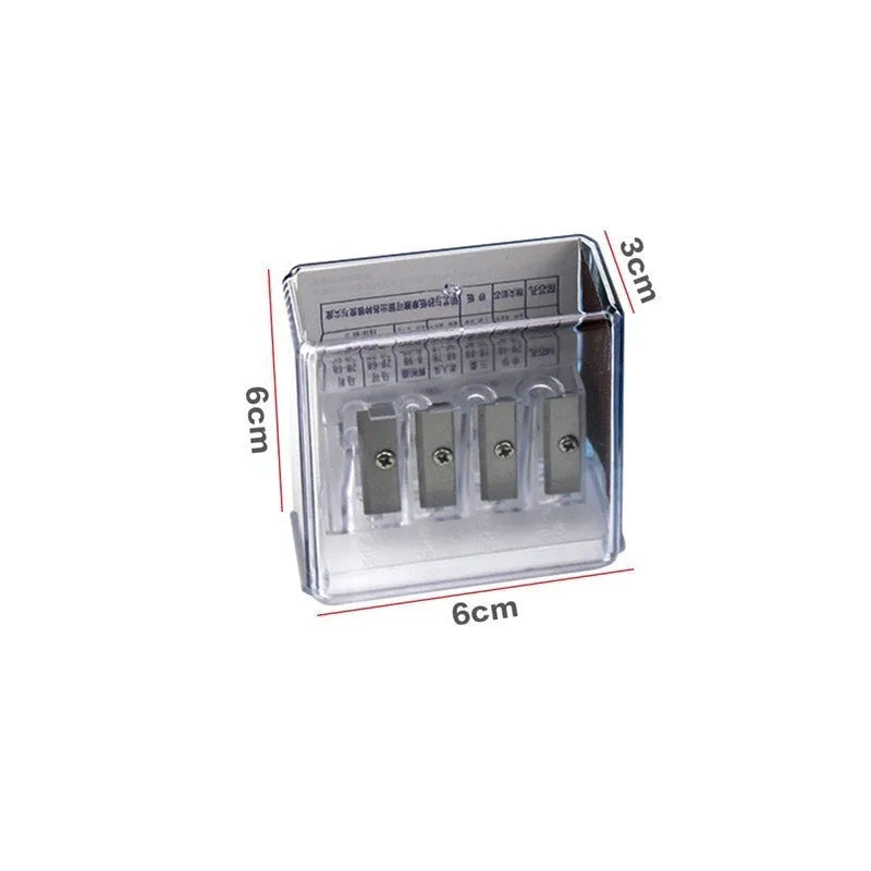 A boxed set containing 288 geometric-shaped, four-hole plastic pencil sharpeners for colouring and sketching.