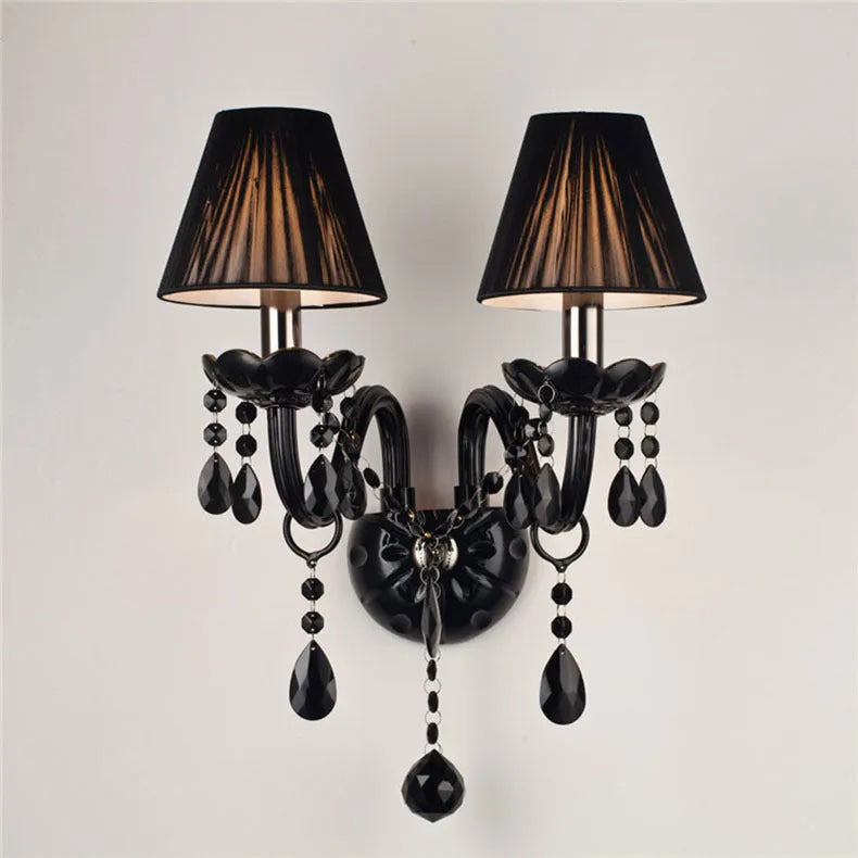 European double head crystal wall lamp with 340mm diameter and 430mm height in French style for living room