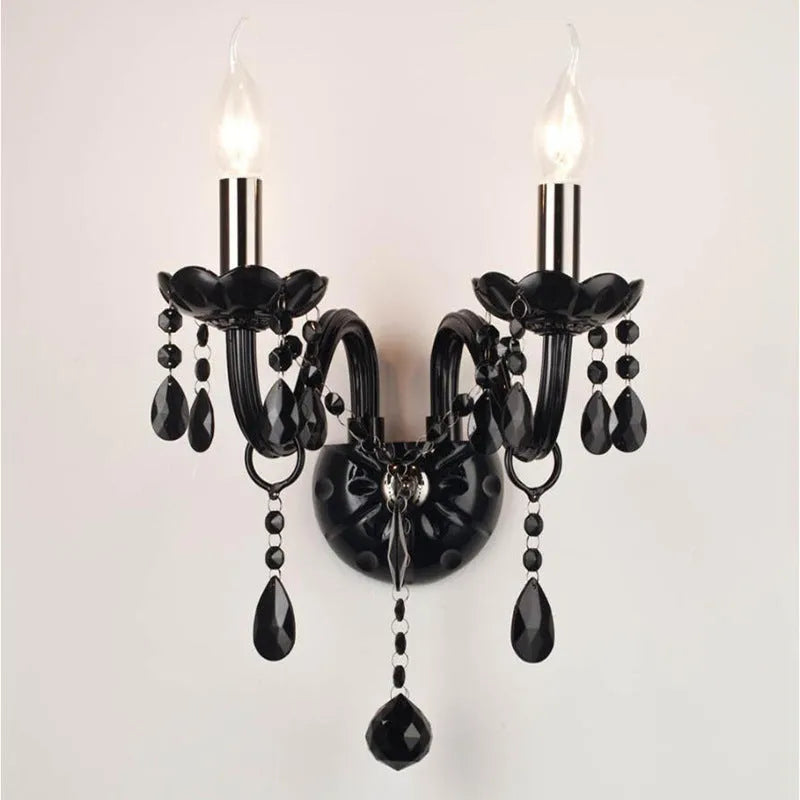European double head crystal wall lamp with 340mm diameter and 430mm height in French style for living room