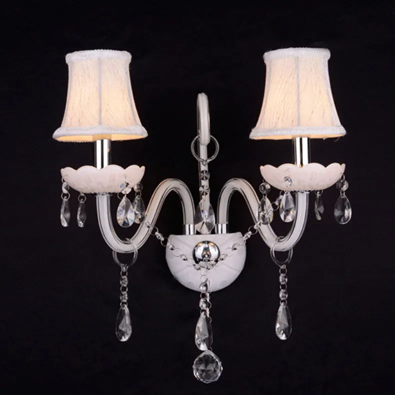 European double head crystal wall lamp with 340mm diameter and 430mm height in French style for living room