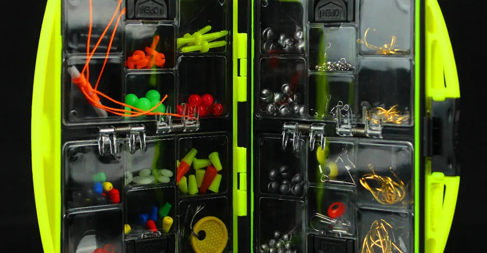 Rock fishing accessories combination suit box containing 184 pieces across 24 different accessory types