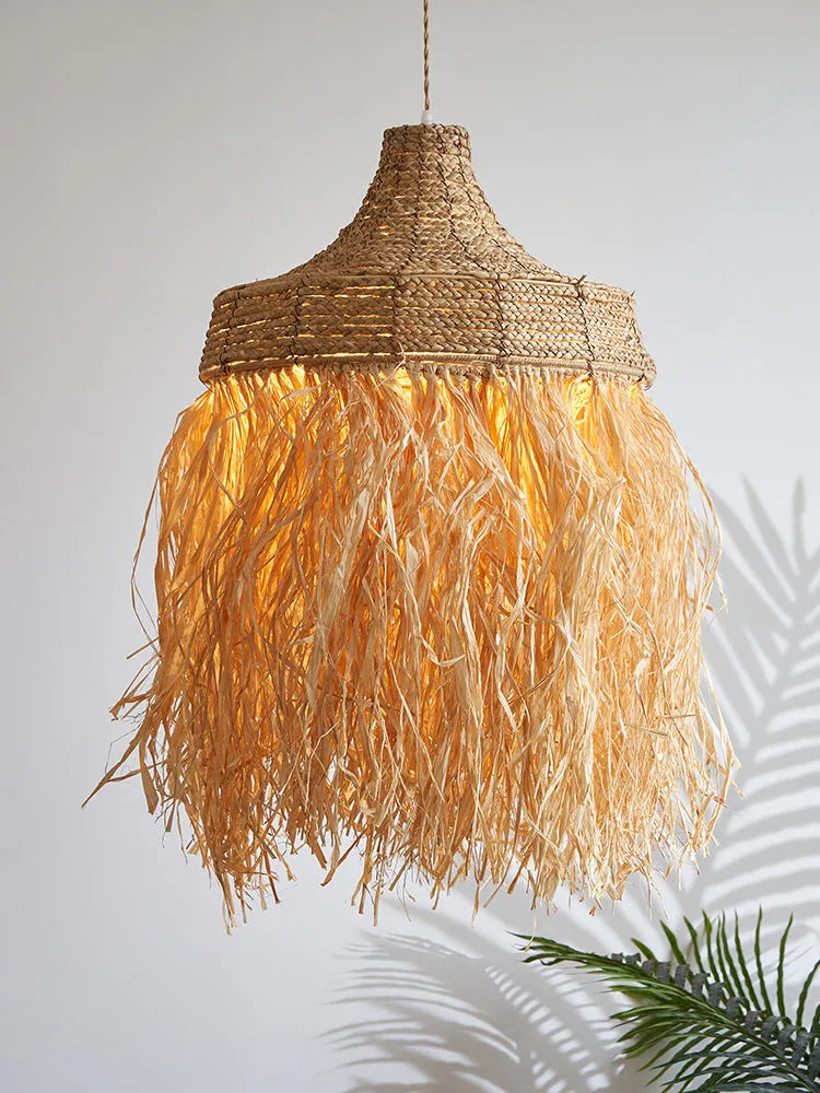 50cm diameter retro restaurant chandelier with wild vetch and willow weaving southeast Asian style