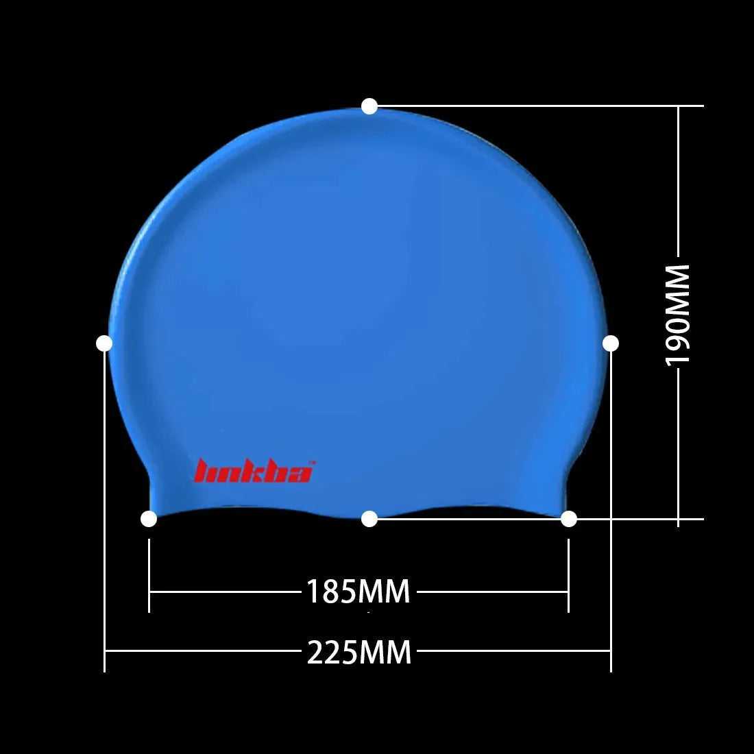 Silicone swimming cap with earmuffs in letter pattern design showing colour options