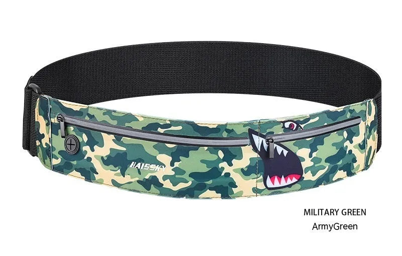 Waterproof 8-inch waist bag in camouflage crocodile colour with chinlon Lycra material