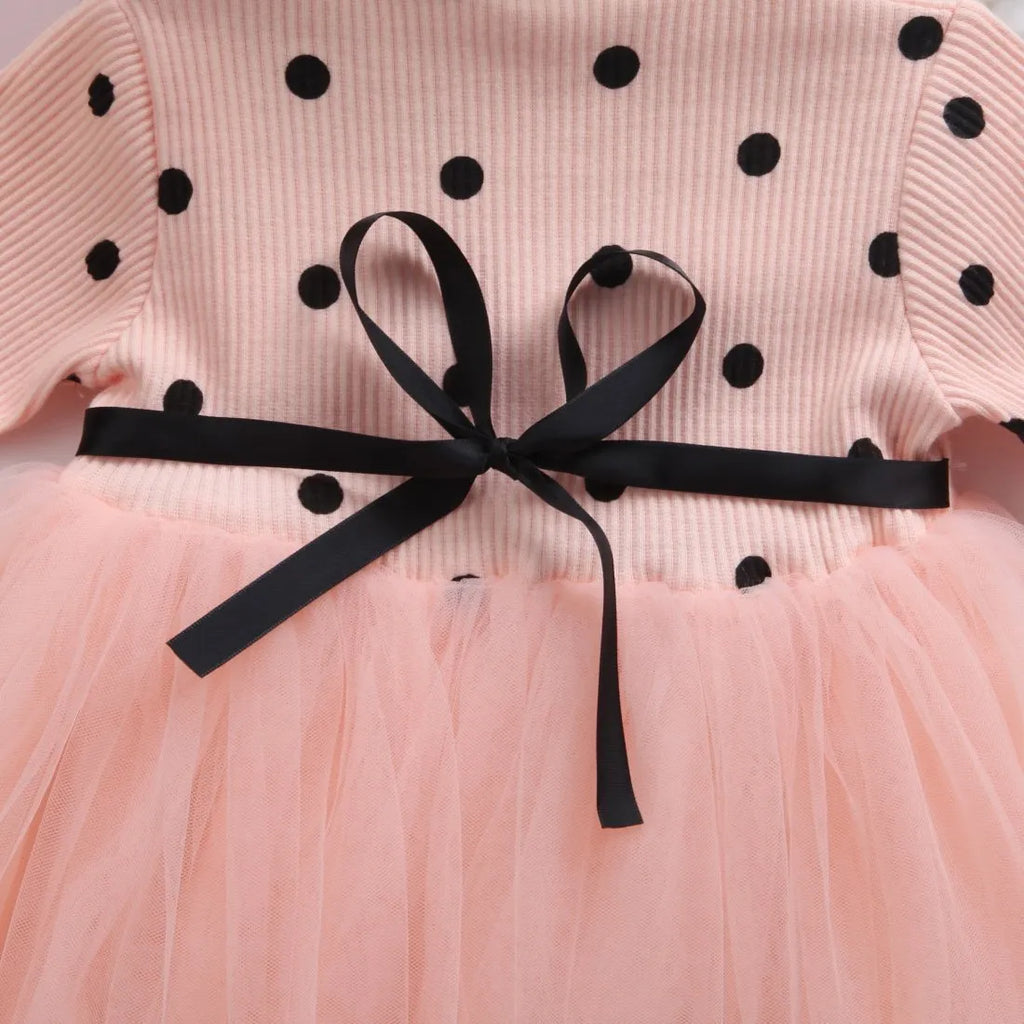 Baby girl long sleeve lace tutu dress in black, pink or white for ages 3-8 years