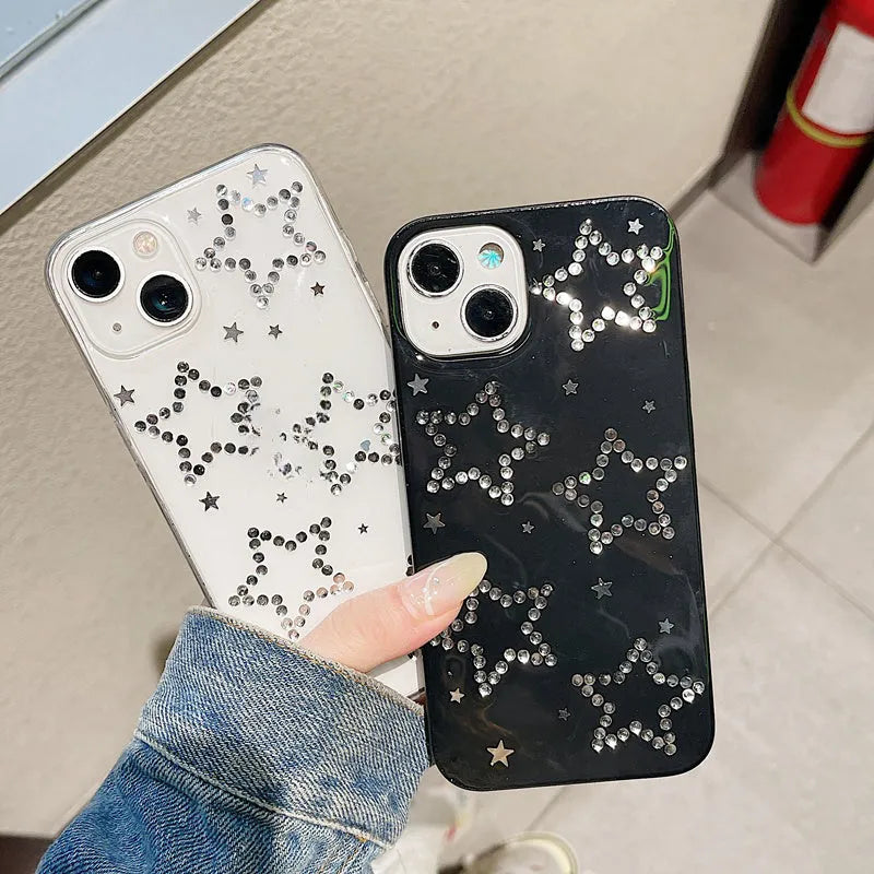 Rhinestone black XINGX phone case with epoxy resin soft cover for Apple iPhone