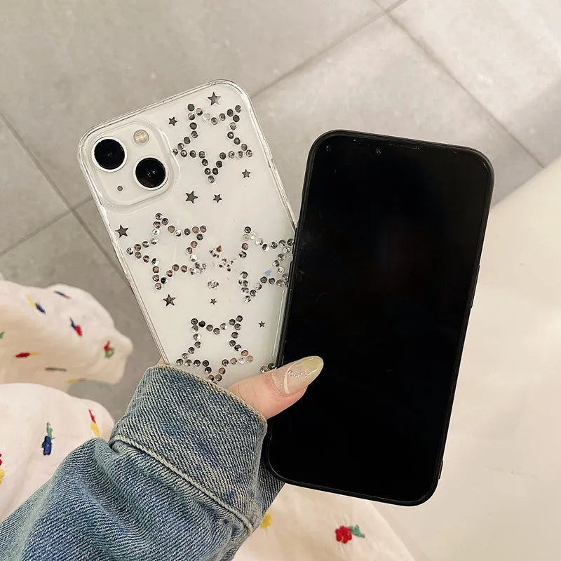 Rhinestone black XINGX phone case with epoxy resin soft cover for Apple iPhone