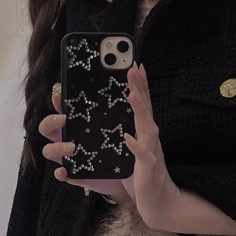 Rhinestone black XINGX phone case with epoxy resin soft cover for Apple iPhone