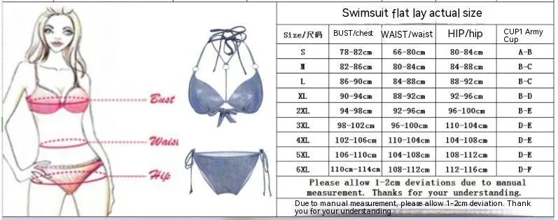 Blue printed women's split bikini swimsuit top and briefs on a mannequin.
