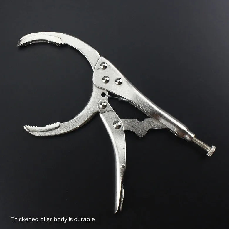 Clamp oil filter wrench made from 45 steel for 50-110mm filters, 225mm length, on white background