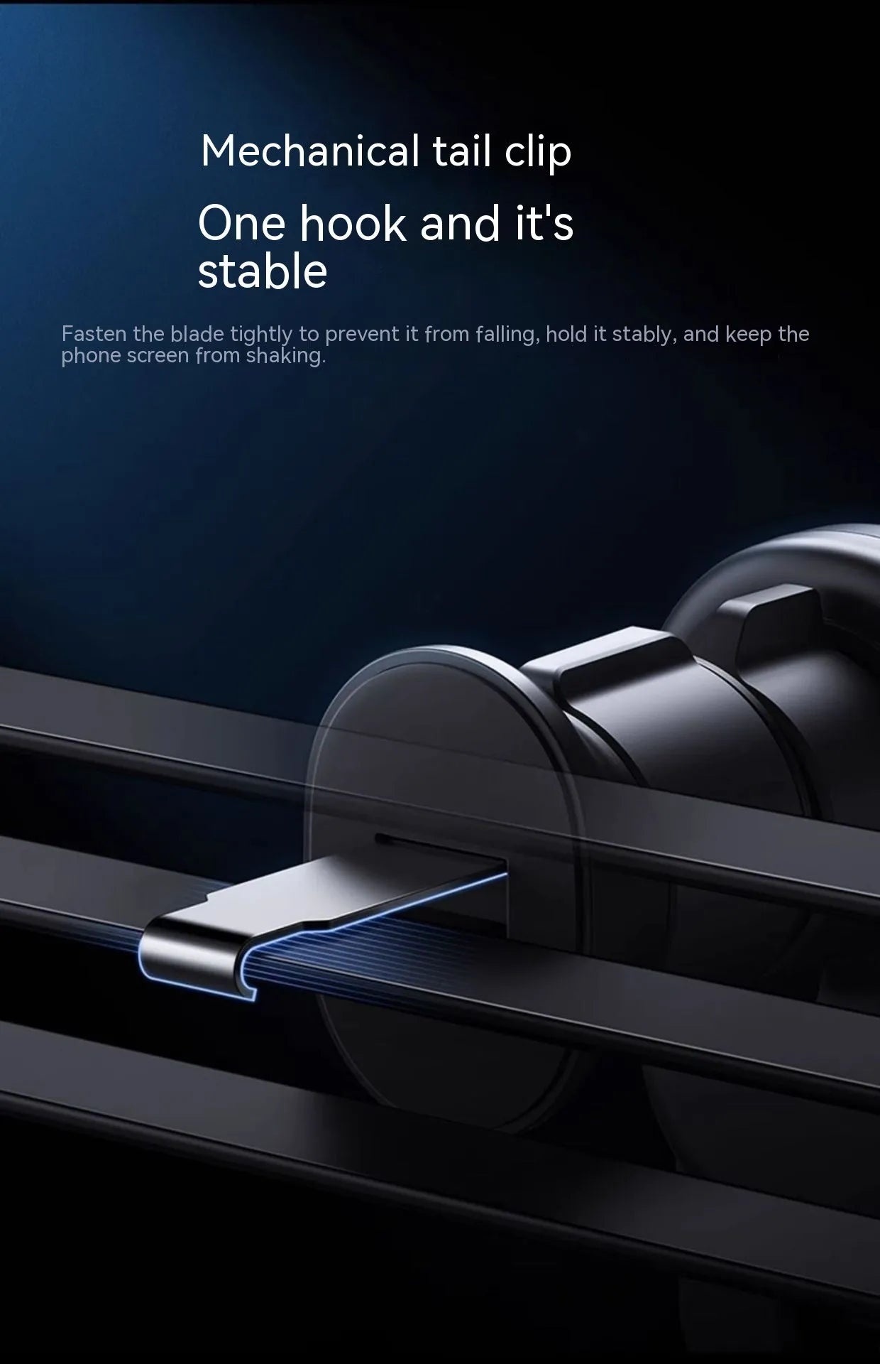 Car phone holder wireless charger with gravity sensor anti-shake design in black on a dashboard