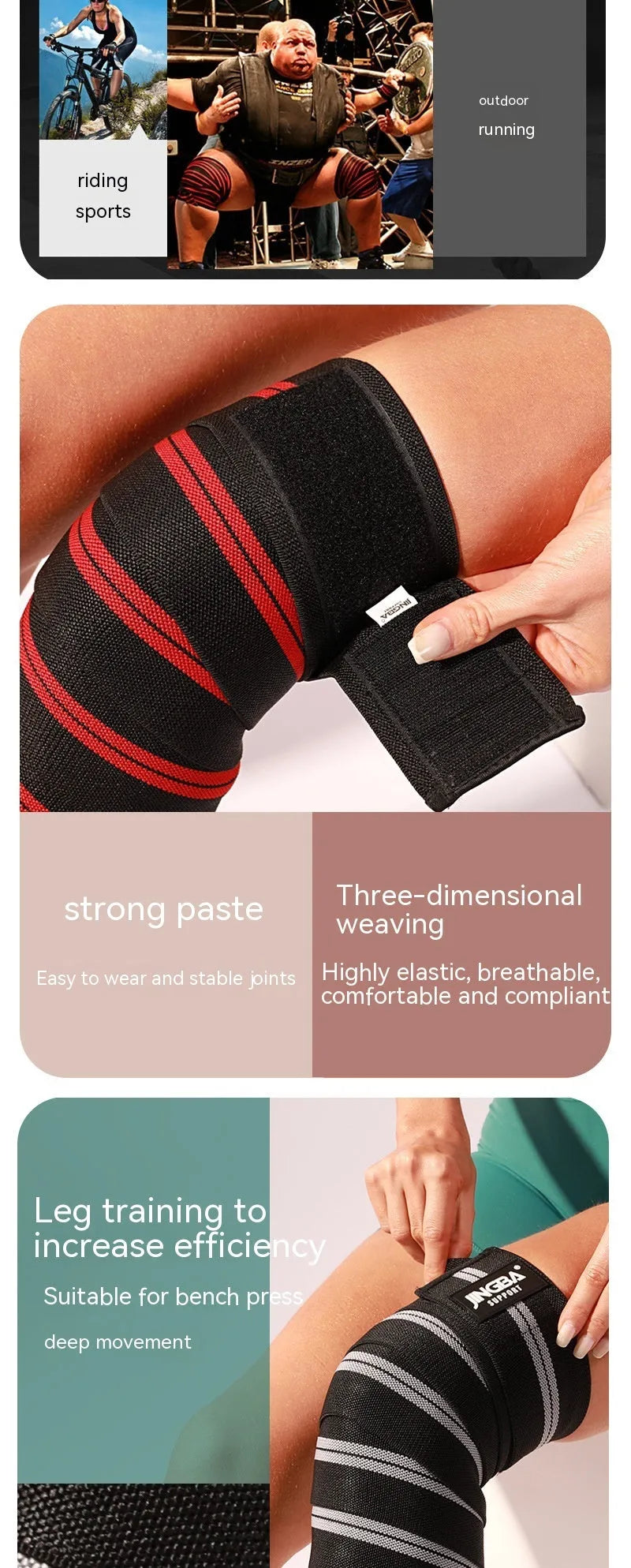 A pair of adjustable free size knee pads for sports like weightlifting and cycling, shown in blue.