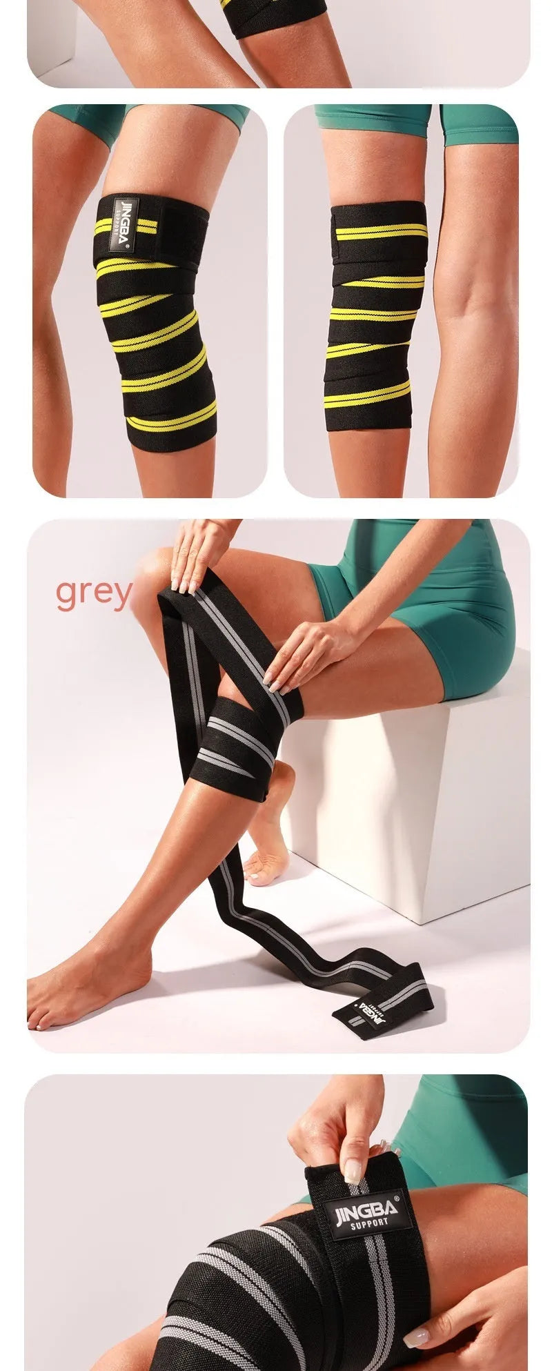 A pair of adjustable free size knee pads for sports like weightlifting and cycling, shown in blue.