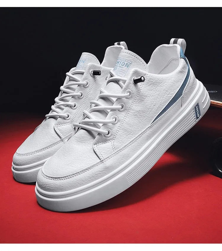 Men's low-top microfiber casual sneakers with rubber sole, elastic band, white or green, sizes 39-44